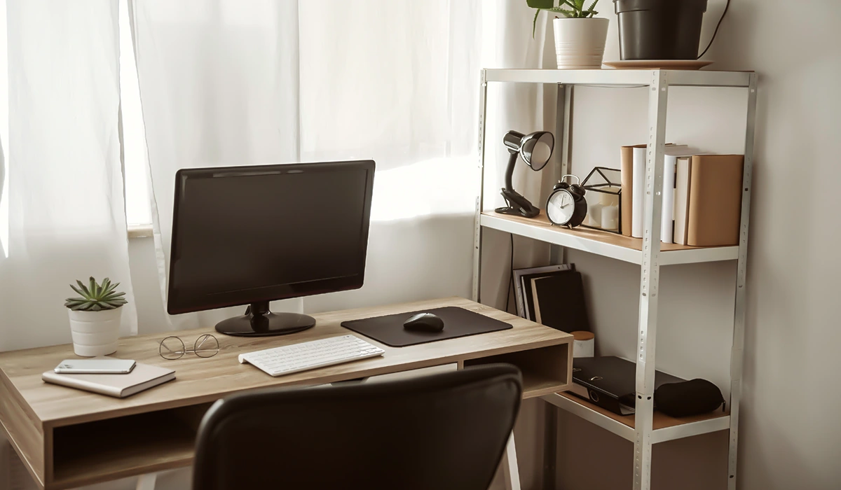 stylish Kerala home office with traditional design